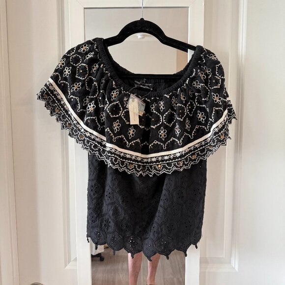NWT ANTHROPOLOGIE by HEMANT & NANDITA Mavra Embroidered Top Sz Small - Picture 1 of 4